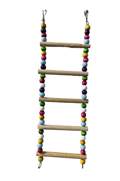 ORDAS MUHABBET KUŞU VE PAPAĞAN İÇİN ÇOK RENKLİ AHŞAP SALINCAK KÖPRÜSÜ MERDİVEN