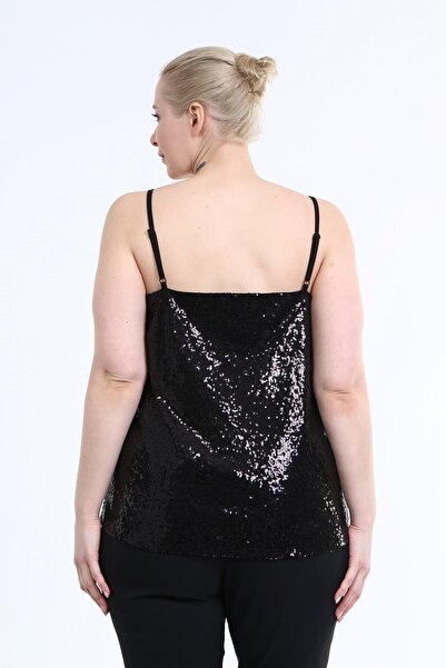 MYLİNE Μπλούζα με παγιέτες με γιακά Degaje