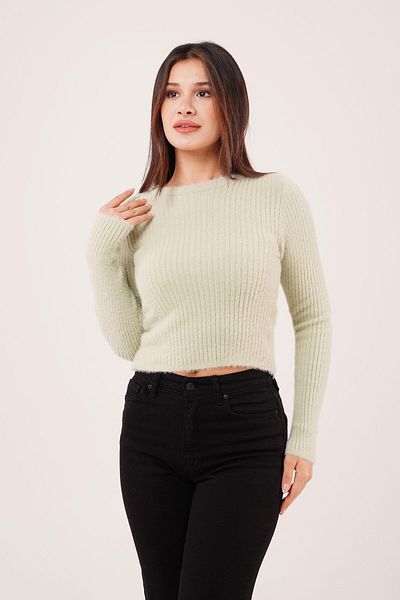 Hipo Trend Bearded Crew Neck Soft Khaki Sweater