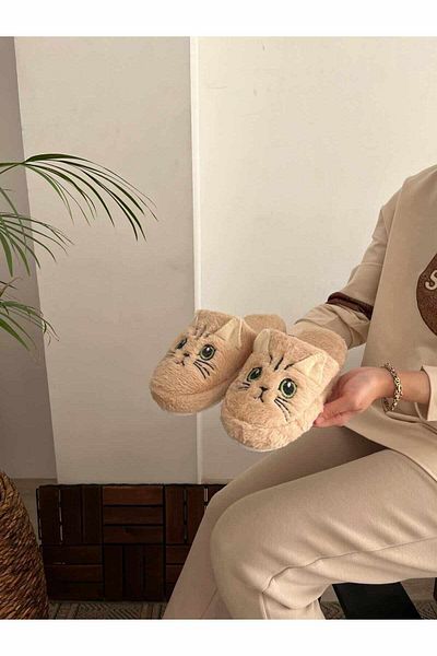 Behtah Kundura Fluffy Silent Gun Cat Figure Παντόφλες Γυναικείες παντόφλες εσωτερικού χώρου Γούνινες παντόφλες Πακέτο προίκας