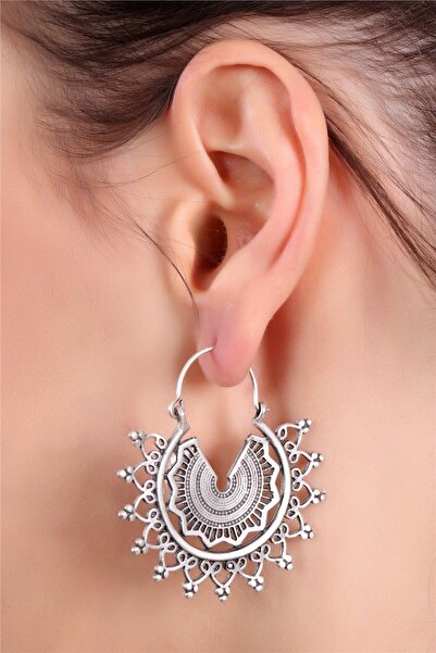 LABALABA Kadın Gümüş Renk Kaplama Geçirmeli Model Telkari Koleksıyonu Küpe