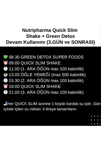 NUTRIPHARMA QUICK SLIM Quick Slim Shake - Nutripharma Green Detox - 60 Paket - Shaker Hediye