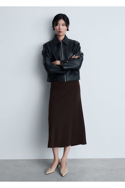 MANGO Woman Corduroy Midi Skirt