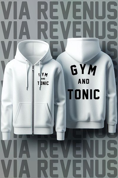 Vordevia Gym and Tonic Front and Back Printed Unisex Zippered Hooded White Sweatshirt Cardigan