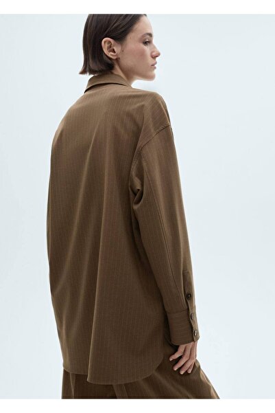 MANGO Woman İnce çizgili gömlek ceket