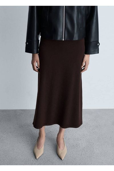 MANGO Woman Corduroy Midi Skirt