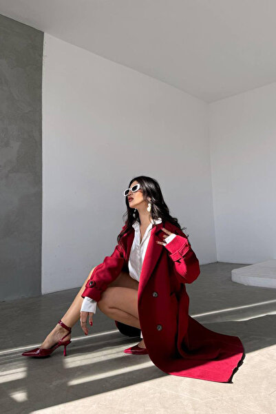 Neşeli Butik Vínový kabát Kaşe - Dámský, Importovaná látka, NBMYLK26