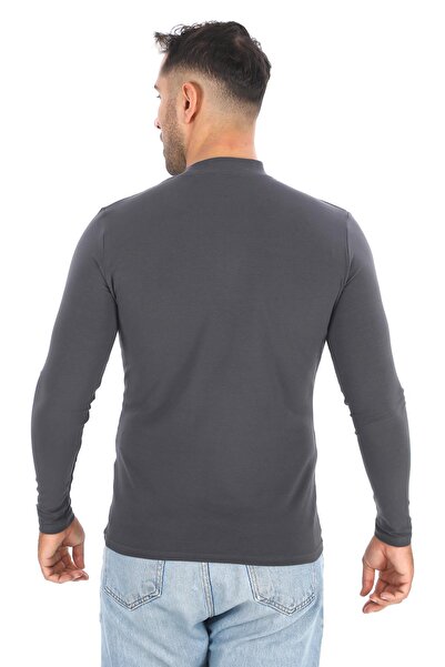 penyebizden Zakouřené pánské tričko Slim Fit Bavlna Lycra - Stojací límec