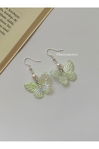 bettymettys Winx Club Temalı Soft Yeşil y2k Fairycore Kelebek Küpe