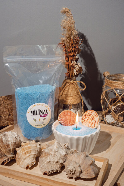 Milinza Toz Mum, 10 Adet Fitil Hediyeli, Kullanıma Hazır Toz Mum 250 Gram