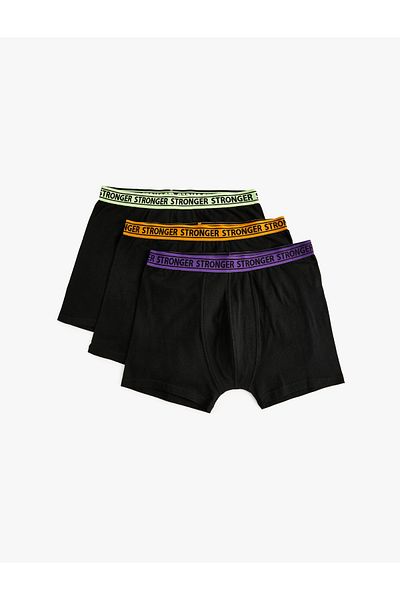 Koton Slogan Printed 3-Piece Boxer Set