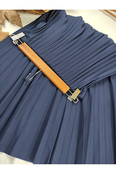 ALMİNA Duble Knitted Fabric Thin Pleated Skirt