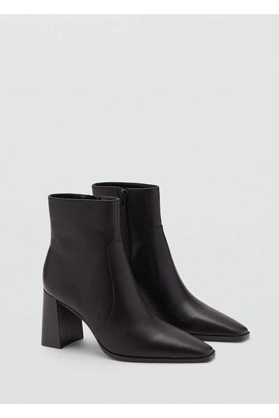 MANGO Woman Halbstiefel aus Leder mit Absatz