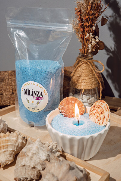 Milinza Toz Mum, 10 Adet Fitil Hediyeli, Kullanıma Hazır Toz Mum 250 Gram