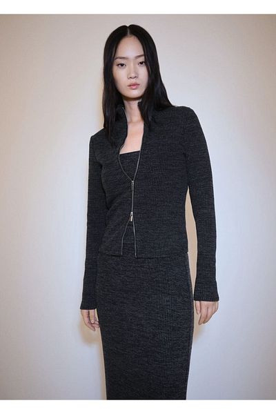 MANGO Woman Knitwear Jacket with Zipper
