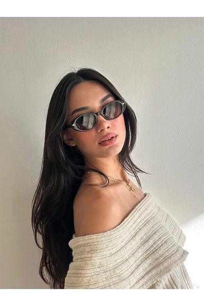funeyes Cat Eye Brown Seldom Uv400 Organic Glass Small Slant New Season Sunglasses