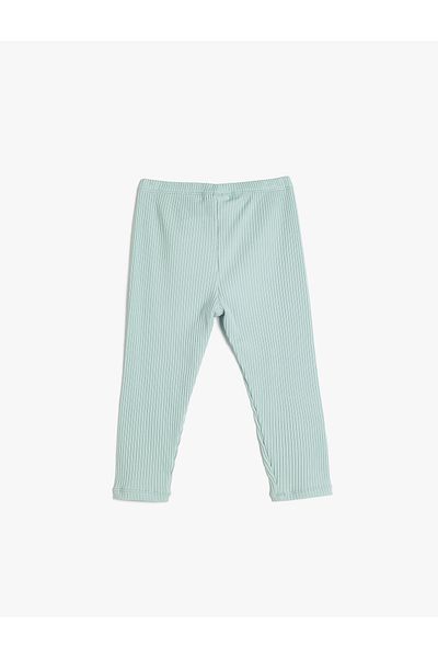 Koton Basic Ribbed Cotton Leggings with Elastic Waist