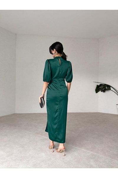 Afiş Butik Σατέν κοντομάνικο φόρεμα με σχισμή
