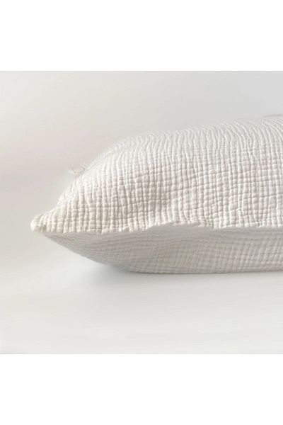 GİNETEKS Cuvertură de pat de o persoană din muselină albă - 4 straturi cu perne, model de lux (170x220)