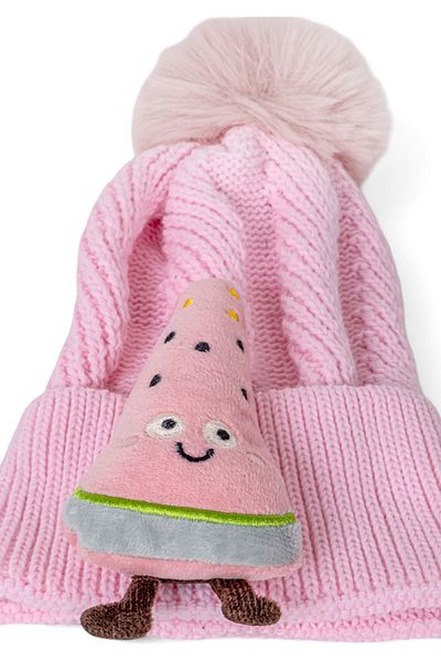 Eke Tekstil Girl's Pompom Folded Toy Fruit Embroidered Beret
