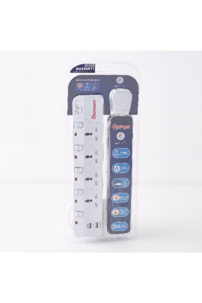 Home Box 3-Way Switched Saso Extension Board with 2 m Cord