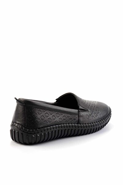 Bambi Black Leather Women's Ballerinas K01467012103