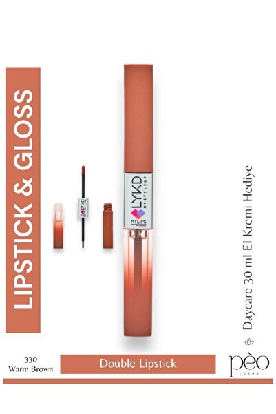 lykd Double Sided Lipstick & Gloss 330 Warm Brown