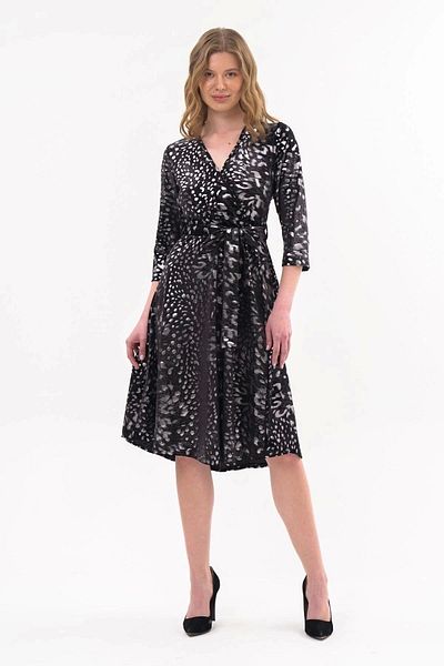 apsen Rochie Midi din catifea imprimata cu model leopard de damă 4477/110