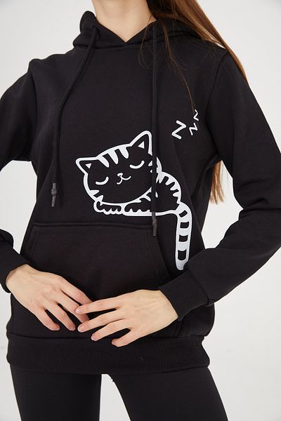 EFFRENATU Φούτερ Unisex με στάμπα Oversize με κουκούλα