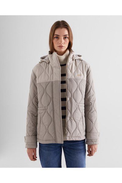 Gant Kadın Bej Kapüşonlu Kapitone Mont