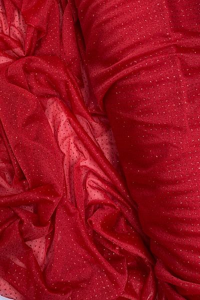 Rasanet Raindrop Glitter Evening Dress with Shawl Tulle Fabric Red 21