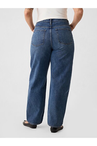 GAP Kadın Mavi High Rise Barrel Jean Pantolon