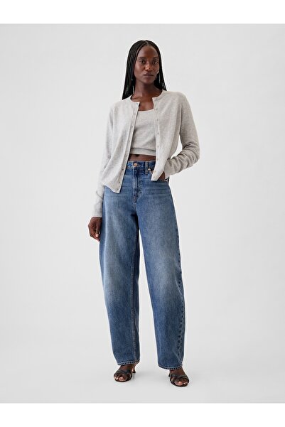 GAP Kadın Mavi High Rise Barrel Jean Pantolon