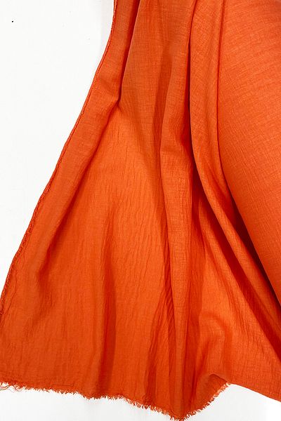 Mu Art Linen Fabric - Organic Fabric - Curtain Fabric - Fine Linen - Fabric for Clothing Drape Orange 7