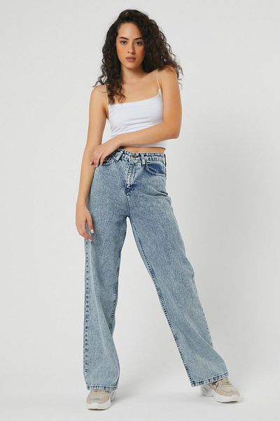 Bella denim Дънки Alice Medium Blue Snow с висока талия, широки, дамски, широки, деним панталони