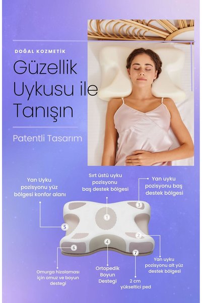 Shine Pillow Güzellik Yastığı %100 Ipek Pembe Kılıflı Kırışıklık Önleyici Ortopedik Patentli Visko Yastık