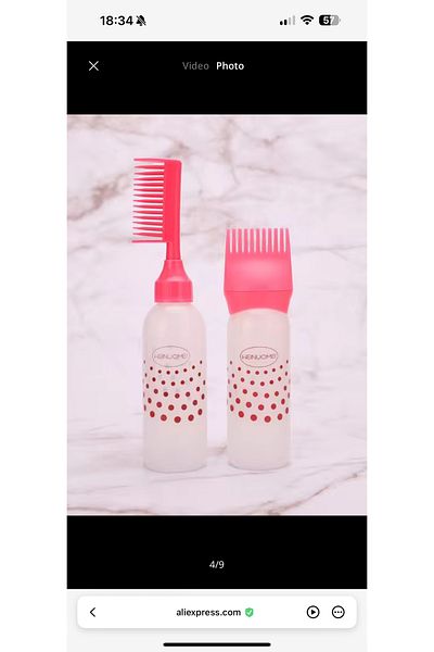 Hombak Hair Care Pack of 2 - Coloring Bottle with Comb, Oil Application Bottle and Long Hair Comb