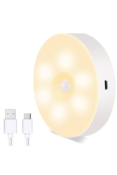 Go İthalat Hareket Sensörlü Usb Şarjlı Spot Lamba Mıknatıslı ve Yapışkanlı Gü...