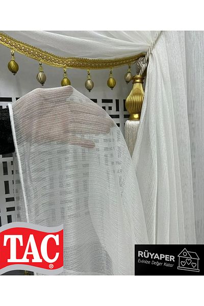 Taç New Fashion Dreamer Tulle Curtain - 1X2.5 Medium Close Pleat, Steel Pattern, Grimace Skirt, Lead Wrapped, Non-Wrinkling