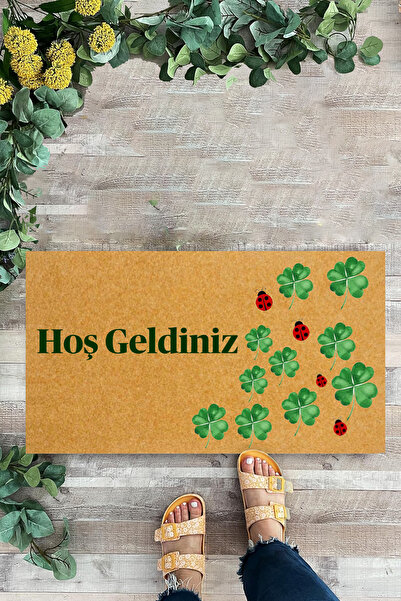 KARMAT Covorașul Lucky Clover, covorașul pentru ușă cu model de gărgăriță