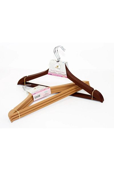 Bee Home 3-Piece Wooden Look Plastic Clothes Hangers - Royaleks AK439