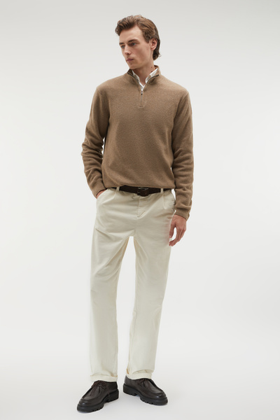 Mudo Zippered Stand Collar Wool Blended Sweater