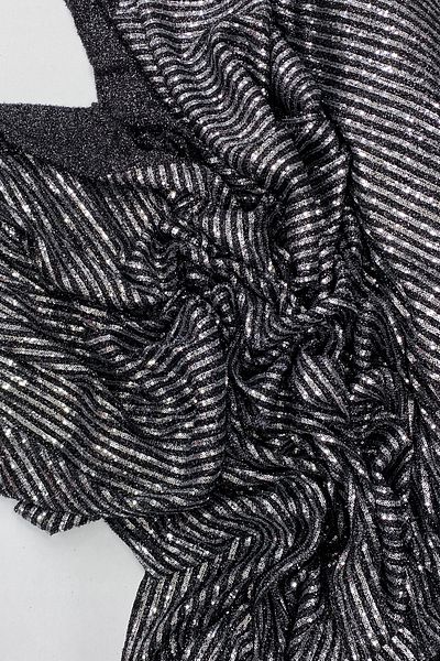 Mu Art Bearded Striped Sequin Fabric Sequin Sequin Fabric Evening Dress Engagement Wedding Black