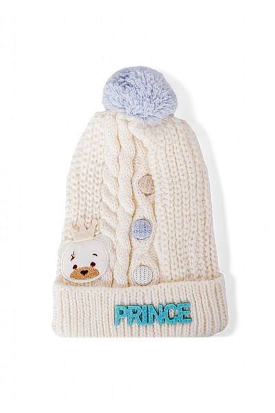 Eke Tekstil Boy's Folded Prince Embroidered Beret with Pompom