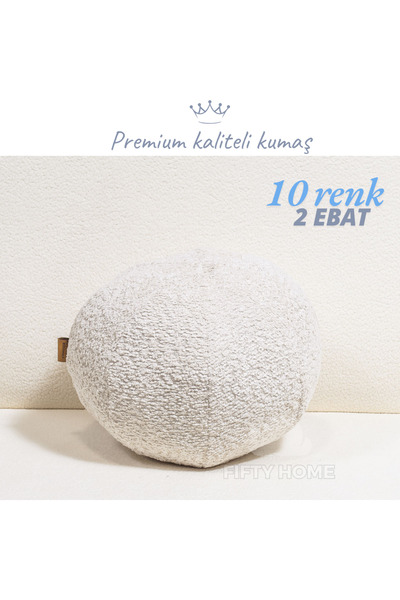 Fifty Home 1 adet top yuvarlak kırlent - premium kalite - yumuşak dekor kırle...