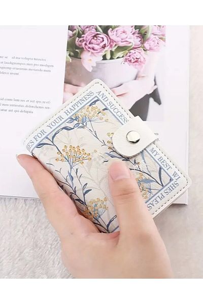 DOODLE Vintage Style Women's Credit Card Wallet with Floral Pattern, Compact Card Holder with Multiple Slots