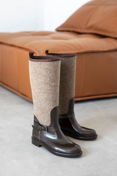 wolk shoes Berlin Дамски ботуши за дъжд с колан с детайли - кафяво