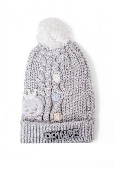 Eke Tekstil Boy's Folded Prince Embroidered Beret with Pompom