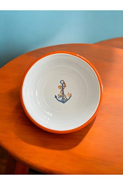 EMAYE TEZGAHI 4 Pieces 24 cm Marine Enamel Bowl - Pit, Soup and Deep Plate Retro Design