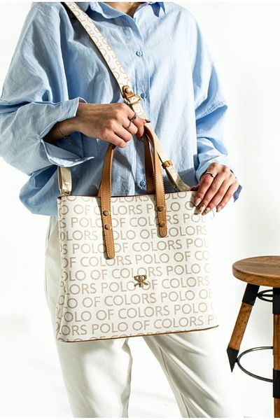 eflanmoda Polo of Colors White Camel Hand and Shoulder Bag Dimensions 28 X 26